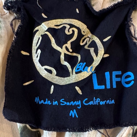 Planet Blue Blue Life Boho Beige Soft Tie-Dye Open Back Top Size Medium - Picture 6 of 10